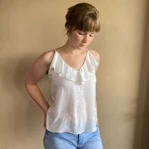 Banana Republic silk ruffled sleeveless shirt